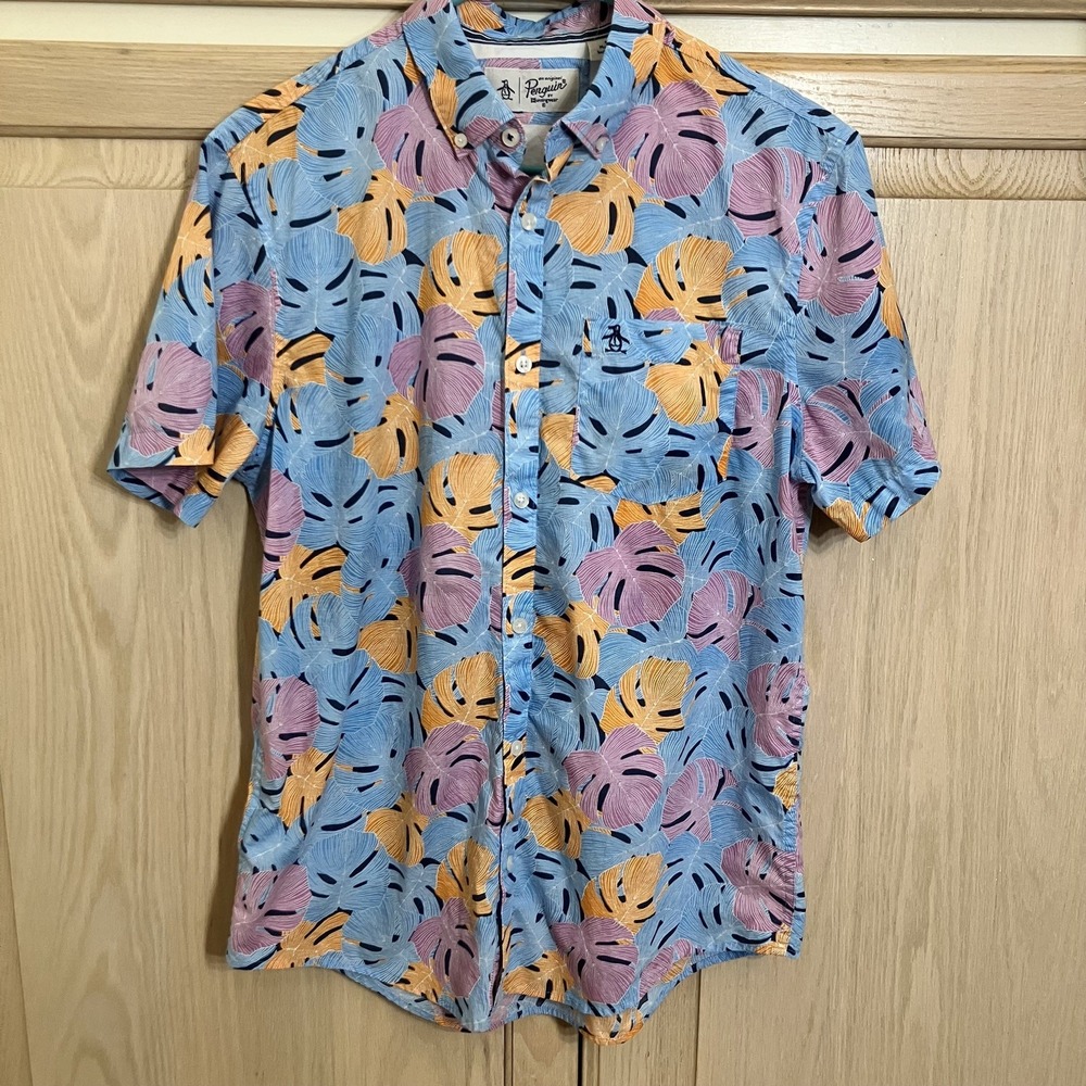 Penguin‎ by Munsingwear Collared Short Sleeve Button Shirt Mens Medium Tropical